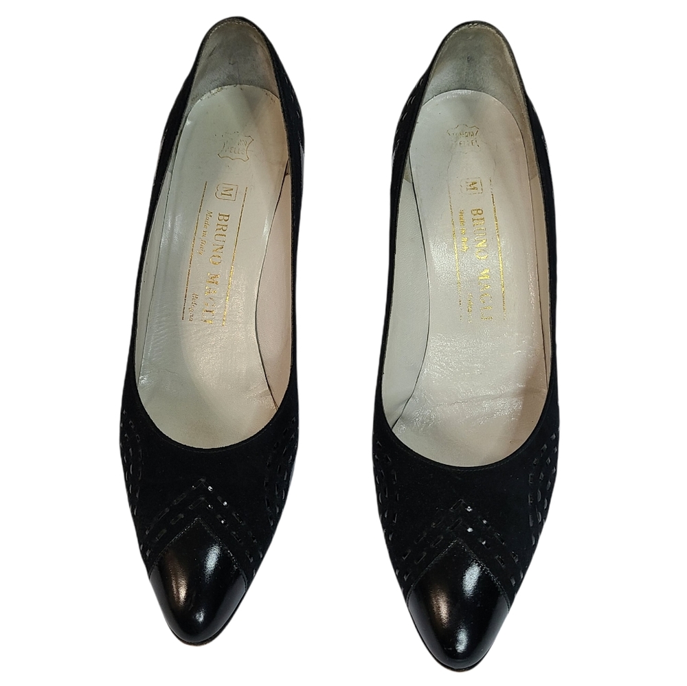 Bruno Magli Black Patent Suede Heel 7.5